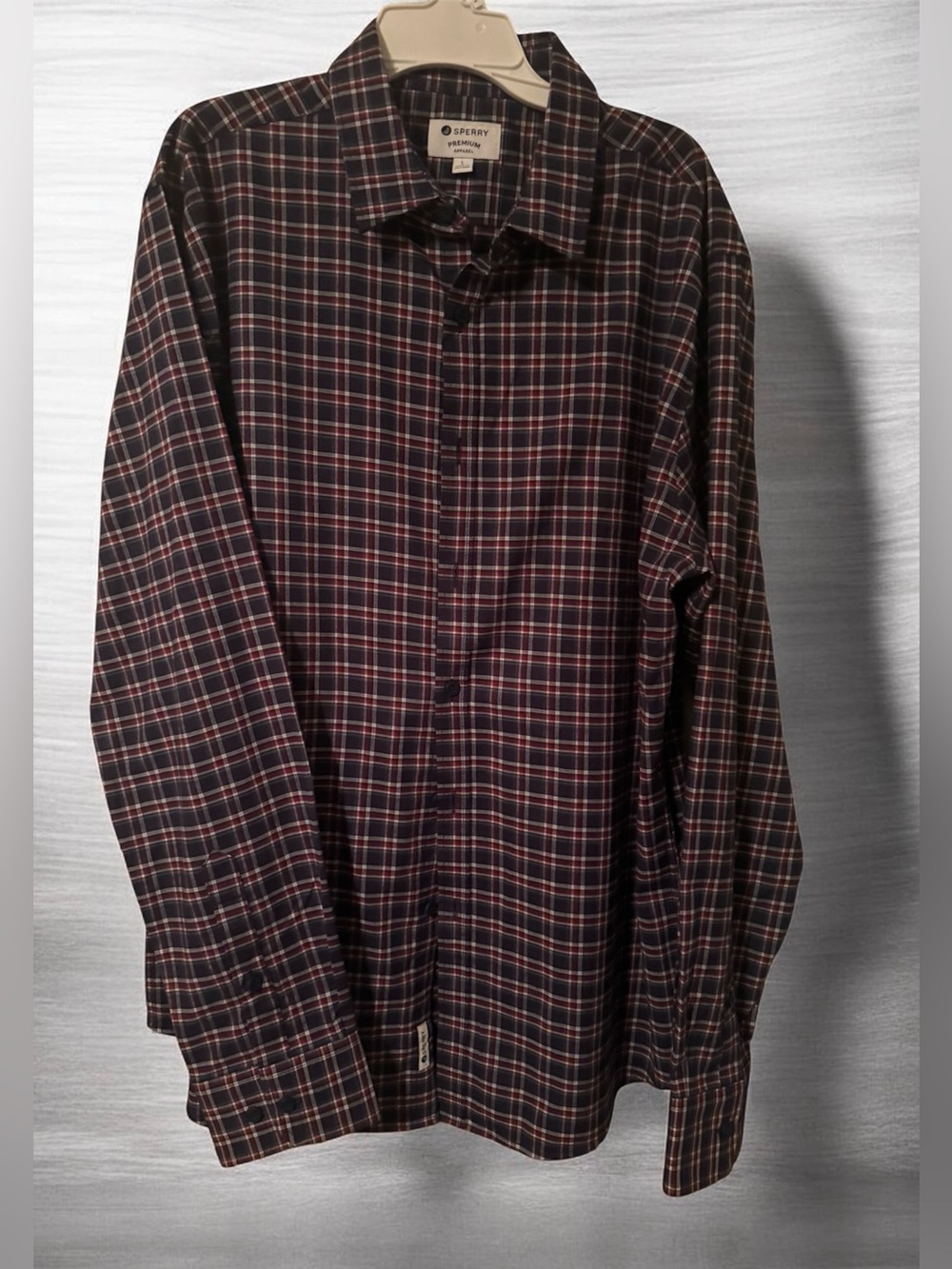 Sperry Men's Plaid Button-Up Shirt - Navy and Burgundy